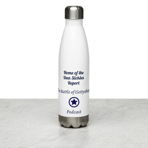 Home of the Dan Sickles Report - The Battle of Gettysburg Podcast Stainless Steel Water Bottle in White