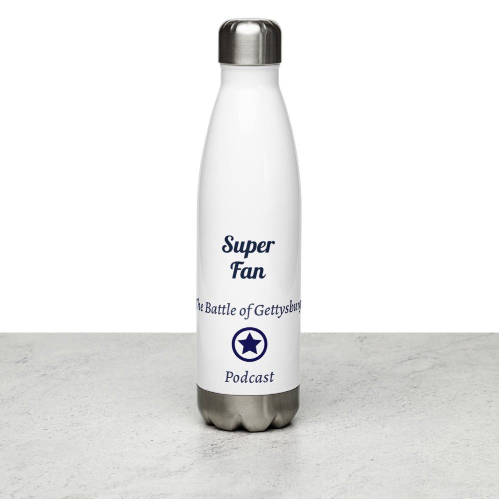 Super Fan - The Battle of Gettysburg Podcast Stainless Steel Water Bottle in White